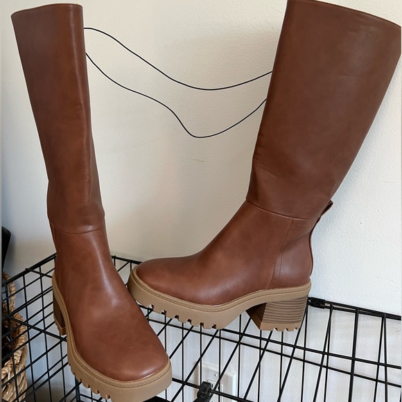 Seychelles New Cognac Brown Knee-High Platform Lug Sole Boots - Size 7.5 - Picture 7 of 7